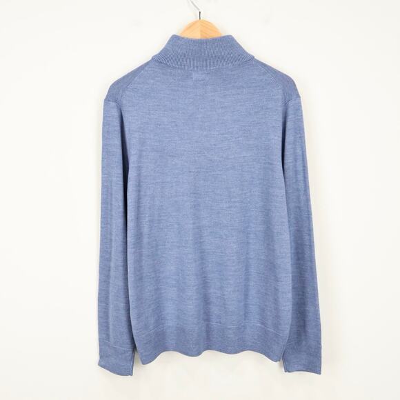 NWT J.Crew Factory Men's Merino-Wool Blend Half-Zip Sweater Light Blue Large - Picture 3 of 8